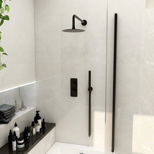 Imex Ravine 2 Handle, Dual Diverter Concealed Thermostatic Valve with 200mm Fixed Head, Pencil Handset and Smooth Hose in Matt Black - RAVCVPK005MB - Envy Bathrooms Ltd