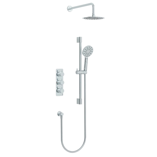 Imex Ravine 3 Handle, Dual Diverter Concealed Thermostatic Valve with Adjustable and 200mm Fixed Heads in Chrome - RAVCVPK006CP - Envy Bathrooms Ltd
