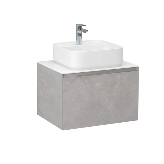 Imex Ravine 600mm Single Drawer Wall Mounted Vanity Unit in Slate - FZHF2780-600-B0005 - Envy Bathrooms Ltd