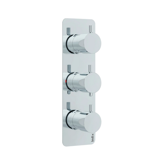 Imex Ravine Chrome Three Handle, Three Outlet, Concealed Thermostatic Shower - 6010CP - Envy Bathrooms Ltd