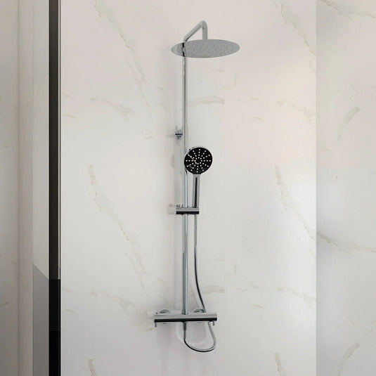Imex Ravine Cool Touch, Easy Fix, Thermostatic Shower Set in Chrome with Fixed Overhead Shower and Multifunction Adjustable Handset - RAVRRPDFCP - Envy Bathrooms Ltd