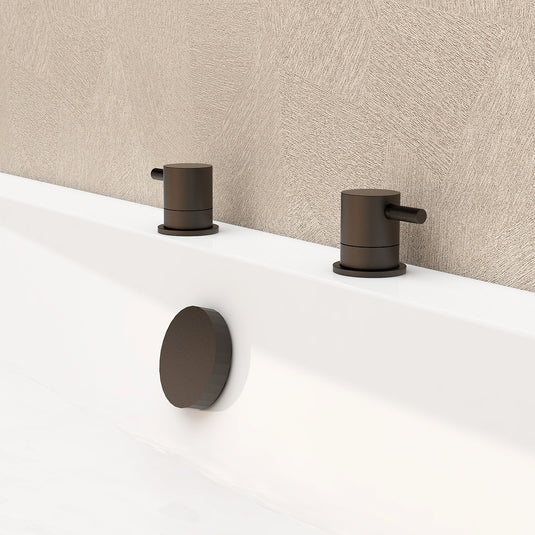 Imex Ravine Deck Mounted Cold/Hot Shut Off Valve in Matt Black - RVDMC/HMB - Envy Bathrooms Ltd