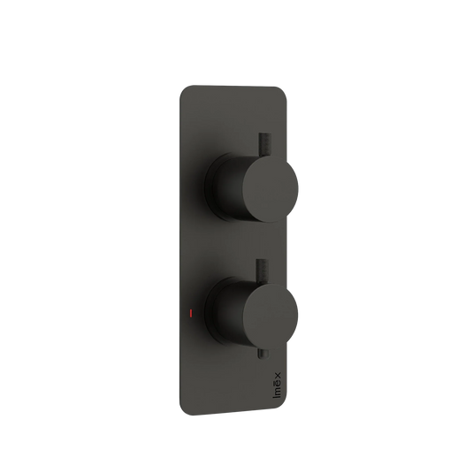 Imex Ravine Matt Black Two Handle, Two Outlet, Concealed Thermostatic Shower - 6008MB - Envy Bathrooms Ltd