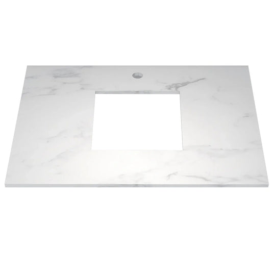 Imex Ravine Quartz 600 - White Marble Worktop - FTY2780-600-480-11-S0002 - Envy Bathrooms Ltd