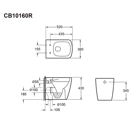 Imex Ravine Rimless Comfort Height Back To Wall Pan - CB10160R - Envy Bathrooms Ltd