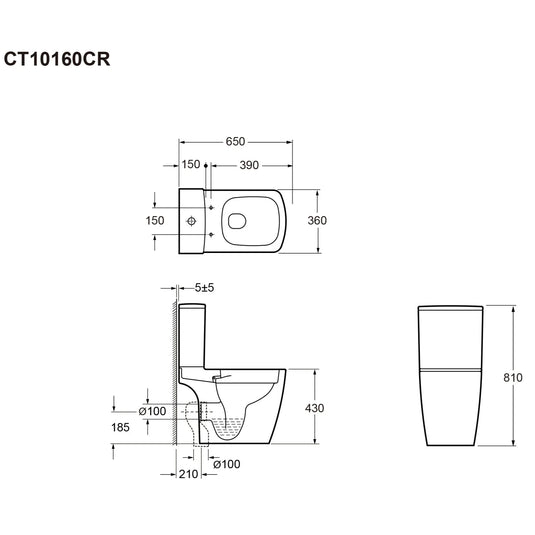 Imex Ravine Rimless Comfort Height Open Back Close Coupled Pan - C10160CR - Envy Bathrooms Ltd