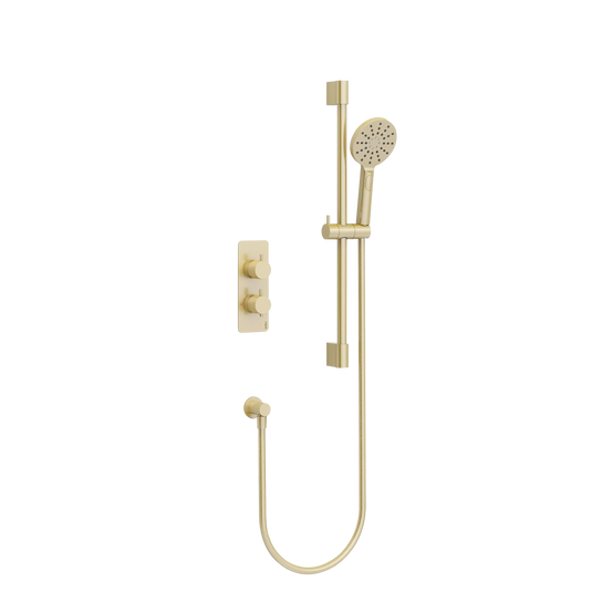 Imex Ravine Single Outlet Concealed Thermostatic Valve with Adjustable Multifunction Handset in Brushed Brass - RAVCVPK001BB - Envy Bathrooms Ltd