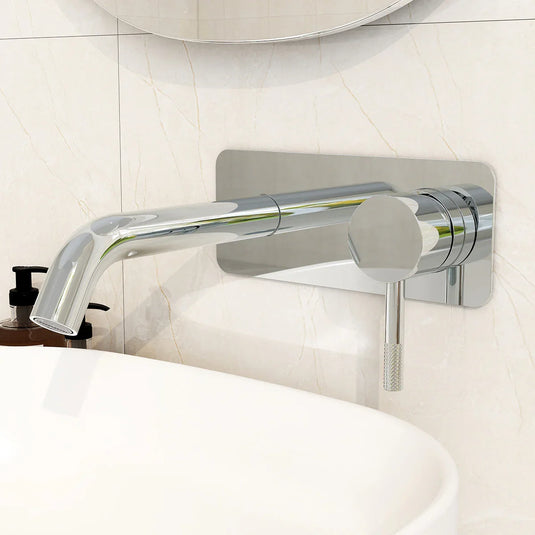 Imex Ravine Two Hole Wall Mounted Basin Mixer in Chrome with Universal Clicker Waste - RVWMBASCP - Envy Bathrooms Ltd