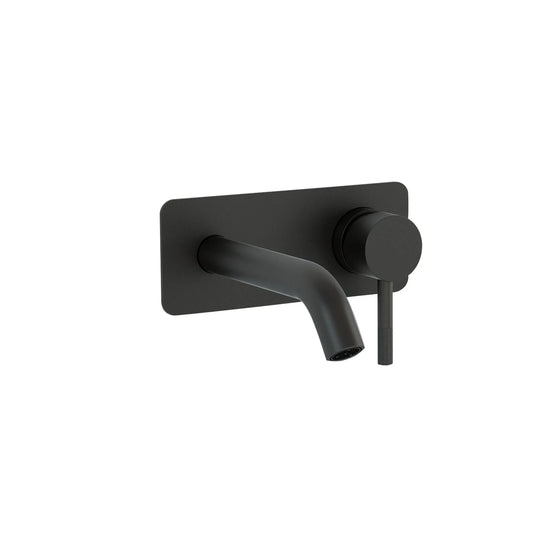 Imex Ravine Two Hole Wall Mounted Basin Mixer in Matt Black with Universal Clicker Waste - RVWMBASMB - Envy Bathrooms Ltd
