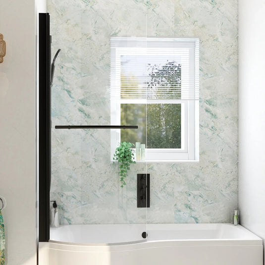 Imex Ronda Curved Shower Bath Screen In Matt Black - IMRONSMB - Envy Bathrooms Ltd