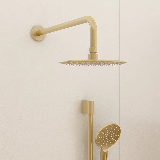 Imex Round 400mm Brushed Brass Wall Shower Arm - KI029BB - Envy Bathrooms Ltd