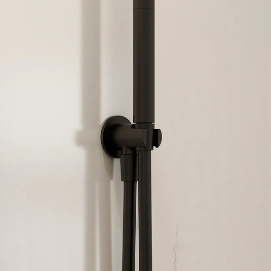 Imex Round Wall Outlet Elbow with Bracket in Matt Black - KI120AMB - Envy Bathrooms Ltd