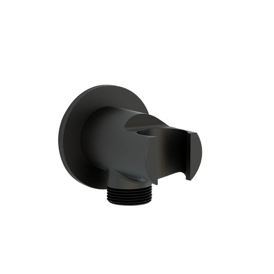 Imex Round Wall Outlet Elbow with Bracket in Matt Black - KI120AMB - Envy Bathrooms Ltd