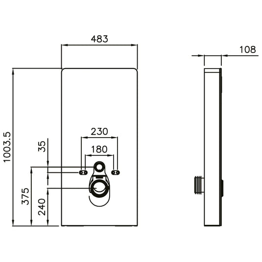 Imex Senso Smart Touch Free Wave Flush Wall Hung Cistern Frame with Black Glass Finish - A81105-12 - Envy Bathrooms Ltd