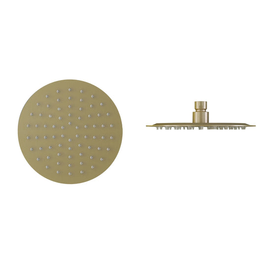 Imex Slimline 200mm Brushed Brass Round Shower Head - KI075BB - Envy Bathrooms Ltd