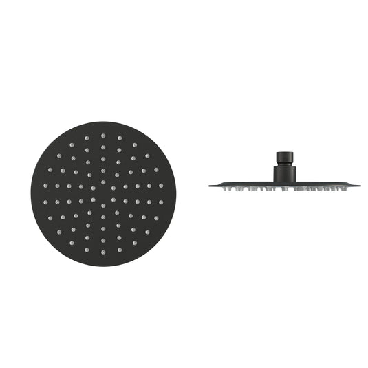 Imex Slimline 200mm Matt Black Round Shower Head - KI075MB - Envy Bathrooms Ltd