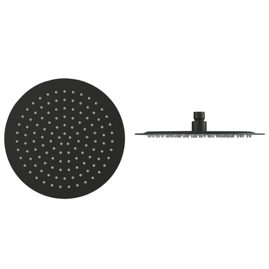 Imex Slimline 250mm Matt Black Round Shower Head - KI075AMB - Envy Bathrooms Ltd