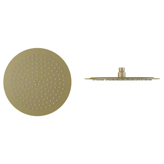 Imex Slimline 300mm Brushed Brass Round Shower Head - KI075BBB - Envy Bathrooms Ltd