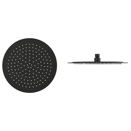 Imex Slimline 300mm Matt Black Round Shower Head - KI075BMB - Envy Bathrooms Ltd