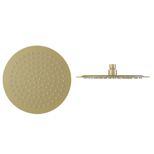 Imex Slimline 400mm Brushed Brass Round Shower Head - KI075DBB - Envy Bathrooms Ltd