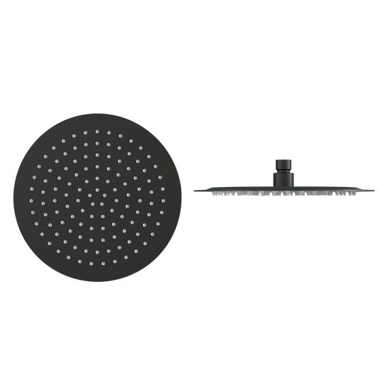 Imex Slimline 400mm Matt Black Round Shower Head - KI075DMB - Envy Bathrooms Ltd
