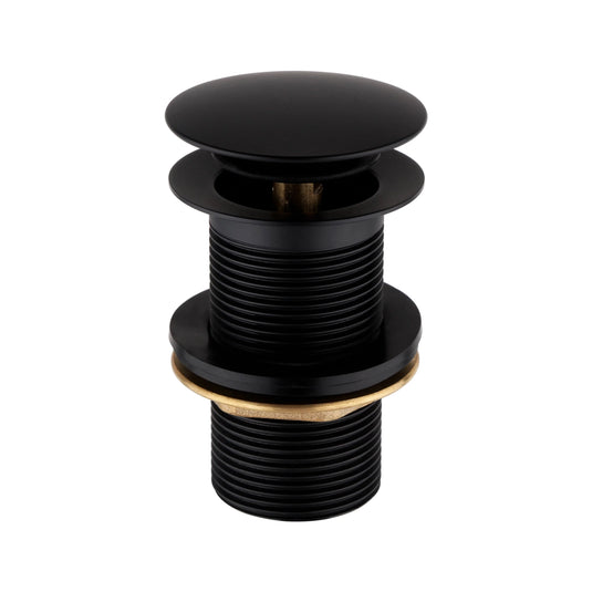 Imex Solid Brass Unslotted Clicker Basin Waste in Matt Black with Brass Backnut - CB101MB - Envy Bathrooms Ltd
