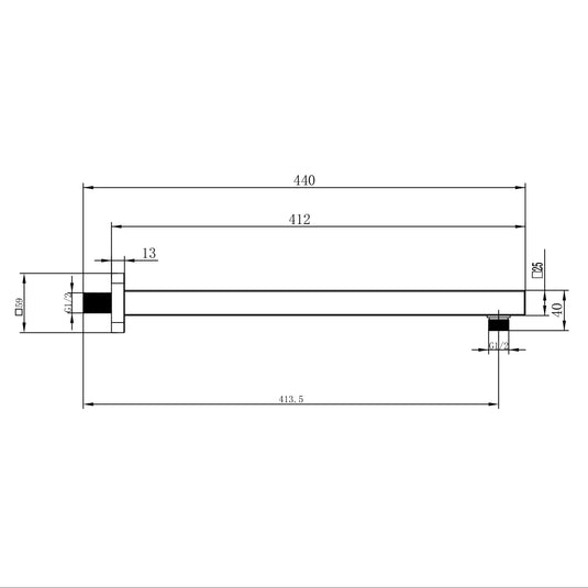 Imex Square Brass Shower Arm - KI033CP - Envy Bathrooms Ltd