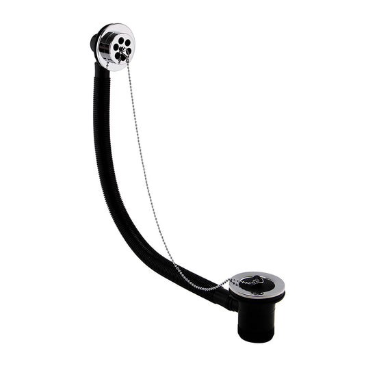 Imex Standard Bath Waste Black Plastic Plug and Chain in Chrome - BW104PP - Envy Bathrooms Ltd