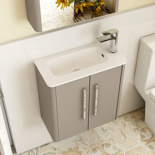 Imex Suburb 500mm × 250mm Double Door Wall Mounted Vanity Unit - Matt Ash - SU5025TDWMCMA - Envy Bathrooms Ltd
