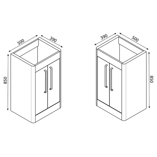 Imex Suburb 500mm × 390mm Double Door Floor Mounted Vanity Unit - White Gloss - SU5039TDFMCWG - Envy Bathrooms Ltd