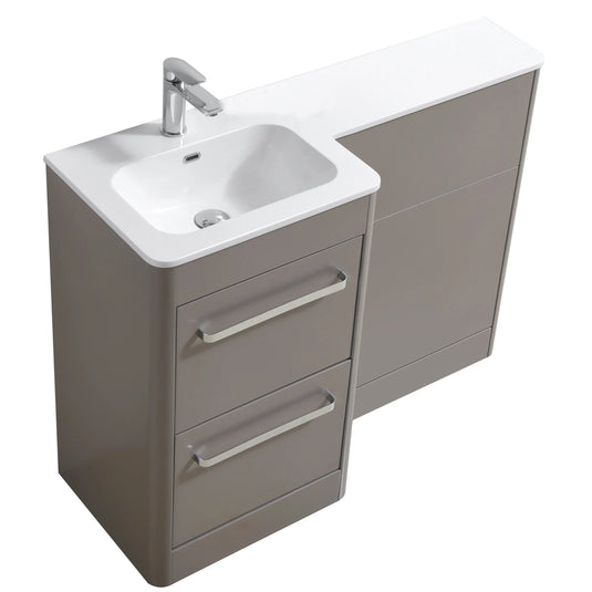 Imex Suburb 500mm × 390mm Double Drawer Floor Mounted Vanity Unit - Matt Ash - SU5039DDFMCMA - Envy Bathrooms Ltd