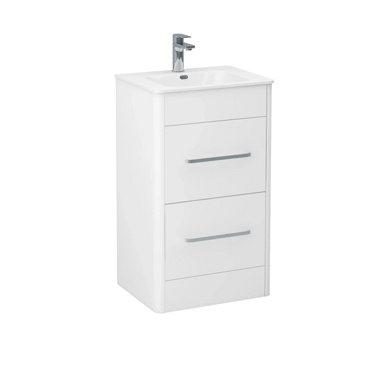Imex Suburb 500mm × 390mm Double Drawer Floor Mounted Vanity Unit - White Gloss - SU5039DDFMCWG - Envy Bathrooms Ltd