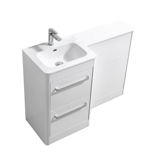 Imex Suburb 500mm × 390mm Double Drawer Floor Mounted Vanity Unit - White Gloss - SU5039DDFMCWG - Envy Bathrooms Ltd