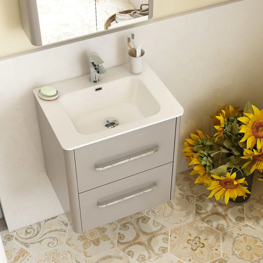 Imex Suburb 500mm × 390mm Double Drawer Wall Mounted Vanity Unit - Matt Ash - SU5039DDWMCMA - Envy Bathrooms Ltd