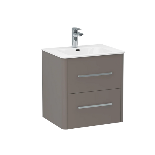 Imex Suburb 500mm × 390mm Double Drawer Wall Mounted Vanity Unit - Matt Ash - SU5039DDWMCMA - Envy Bathrooms Ltd