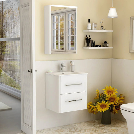 Imex Suburb 500mm × 390mm Double Drawer Wall Mounted Vanity Unit - White Gloss - SU5039DDWMCWG - Envy Bathrooms Ltd
