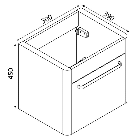 Imex Suburb 500mm × 390mm Single Drawer Wall Mounted Vanity Unit - Matt Ash - SU5039SDWMCMA - Envy Bathrooms Ltd