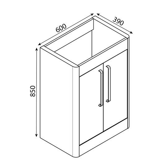 Imex Suburb 600mm × 390mm Double Door Floor Mounted Vanity Unit - Matt Ash - SU60TDFMCMA - Envy Bathrooms Ltd