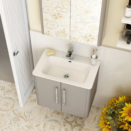 Imex Suburb 600mm × 390mm Double Door Wall Mounted Vanity Unit - Matt Ash - SU60TDWMCMA - Envy Bathrooms Ltd