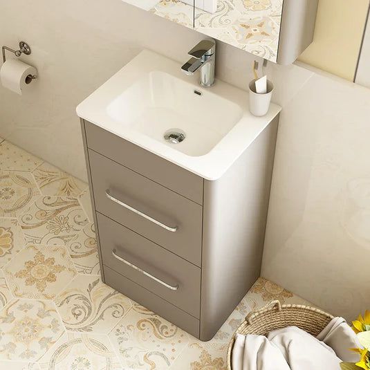 Imex Suburb 600mm × 390mm Double Drawer Floor Mounted Vanity Unit - Matt Ash - SU60DDFMCMA - Envy Bathrooms Ltd