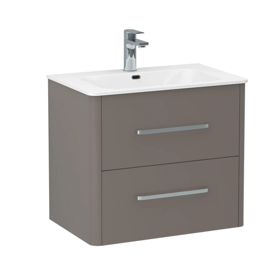 Imex Suburb 600mm × 390mm Double Drawer Wall Mounted Vanity Unit - Matt Ash - SU60DDWMCMA - Envy Bathrooms Ltd