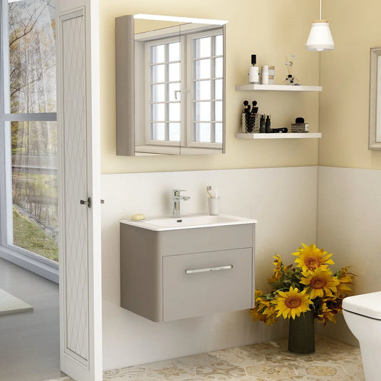 Imex Suburb 600mm × 390mm Single Drawer Wall Mounted Vanity Unit - Matt Ash - SU60SDWMCMA - Envy Bathrooms Ltd