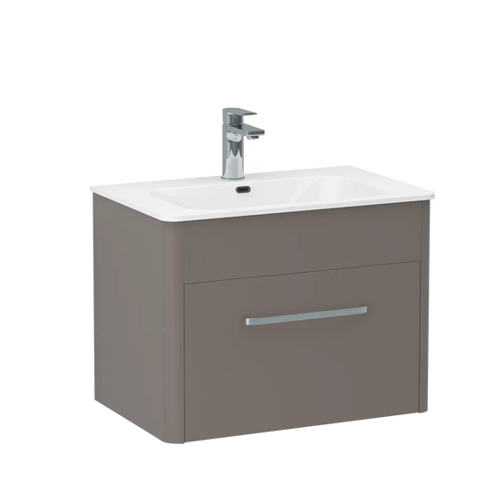 Imex Suburb 600mm × 390mm Single Drawer Wall Mounted Vanity Unit - Matt Ash - SU60SDWMCMA - Envy Bathrooms Ltd