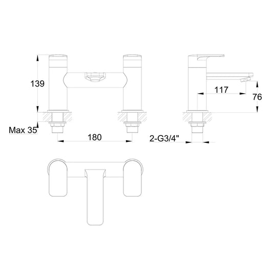 Imex Suburb Bath Filler - SUBF - Envy Bathrooms Ltd