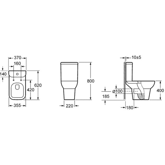 Imex Suburb / Flite / Xcite Open Back Close Coupled Pan with Fixings - C1063C - Envy Bathrooms Ltd