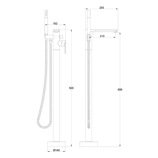 Imex Suburb Floor Mounted Bath Shower Mixer Incl Hose Handset and Wall Bracket - SUFSBSM - Envy Bathrooms Ltd