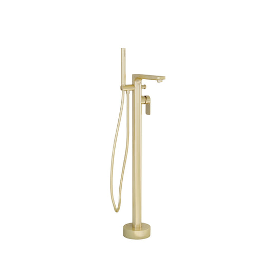 Imex Suburb Floor Standing Bath Shower Mixer in Brushed Brass with Hose and Handset - SUFSBSMBB - Envy Bathrooms Ltd