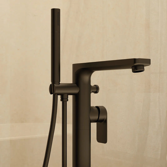 Imex Suburb Floor Standing Bath Shower Mixer in Matt Black with Hose and Handset - SUFSBSMMB - Envy Bathrooms Ltd