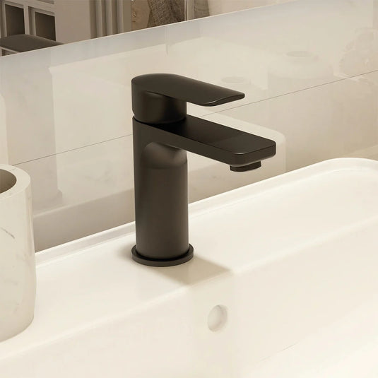 Imex Suburb Small Basin Mixer in Matt Black with Universal Waste - SUSBASMB - Envy Bathrooms Ltd