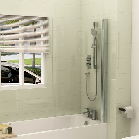 Imex Universal Handleless Straight Bath Screen In Chrome - IMSTSCCP - Envy Bathrooms Ltd